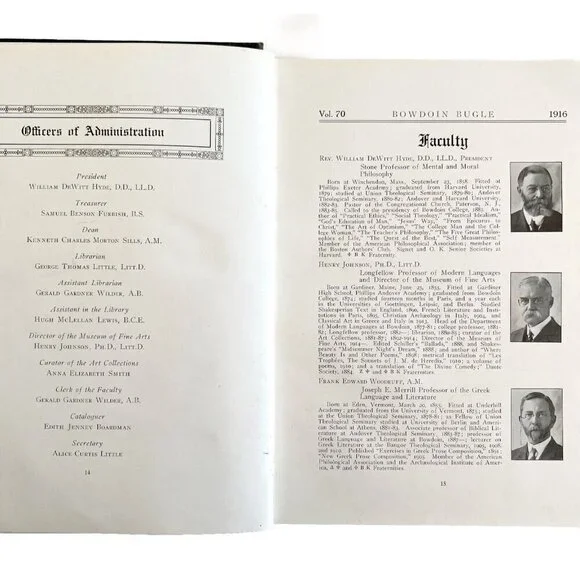 Bowdoin Bugle 1916 Maine Yearbook Volume 70 Lewiston Antique HC #2 HBS - Picture 6 of 10